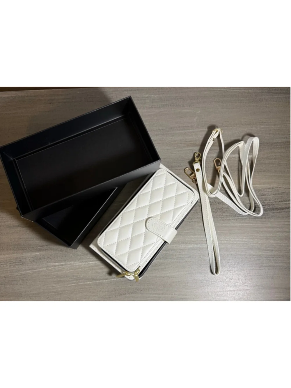 NIBWhite wallet Case iPhone 16 Pro 6.3” Zipper Card Holder Shoulder Strap Xbody